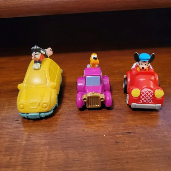 McDonald's/ Burger King Toys Three Vintage Disney Cars Mickey